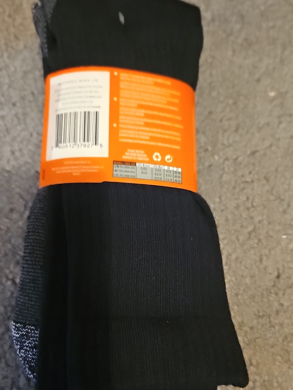 Merrell Black Rugged Steel Toe Crew Work Socks - Picture 3 of 5